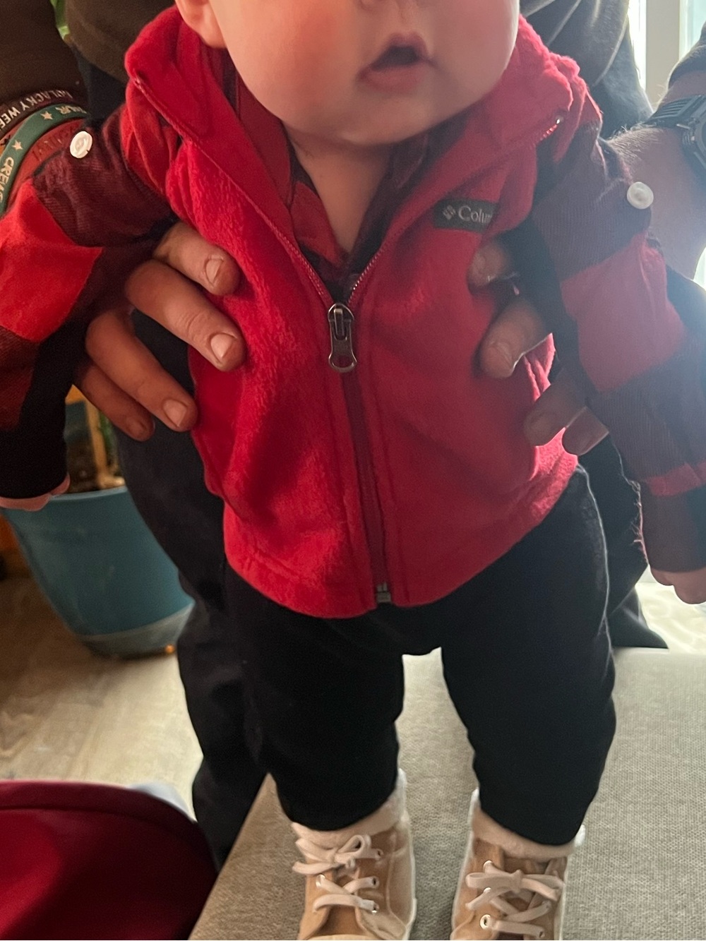 Columbia Kids Red Hooded Fleece Jacket